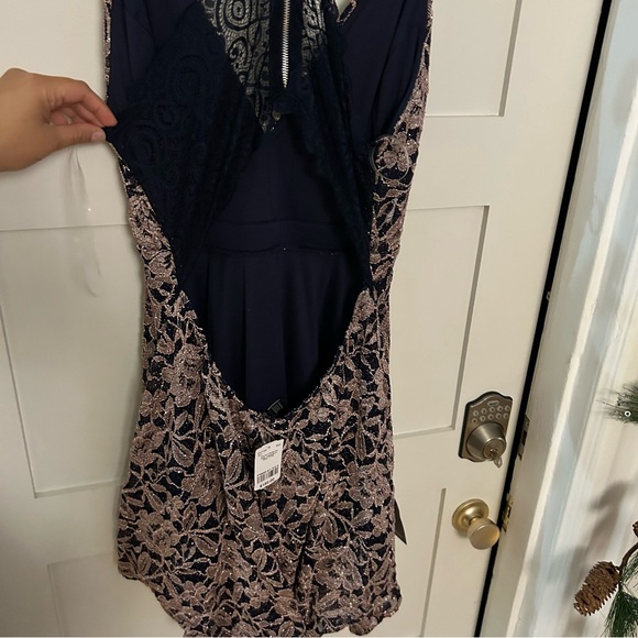 Sparkly navy dress with lace back - Picture 2 of 8